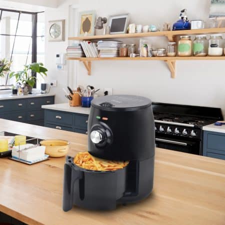 Airfryer Heißluftfritteuse 1,8 L. von Royalty Line (fettarm: grillen, backen, braten und frittieren)