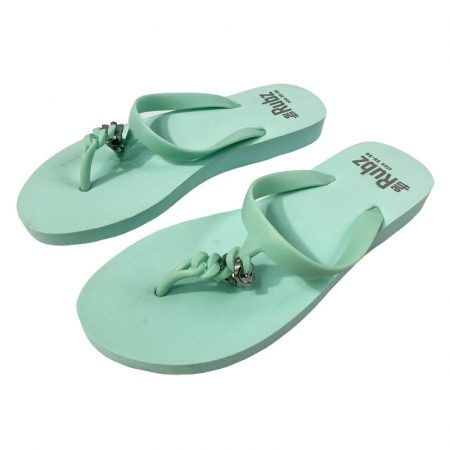 Trendige Flip-Flops von The Rubz Unisex – Mint und Silbermetall