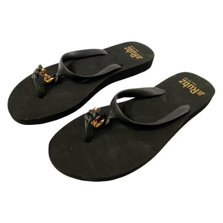 Trendige Flip-Flops von The Rubz Unisex – Schwarz und Goldmetall