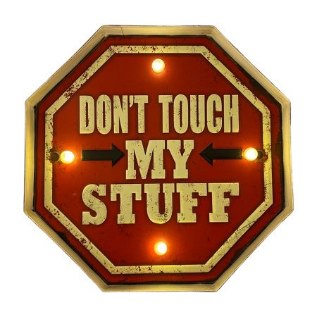 Retro-Schild DONT TOUCH mit Licht