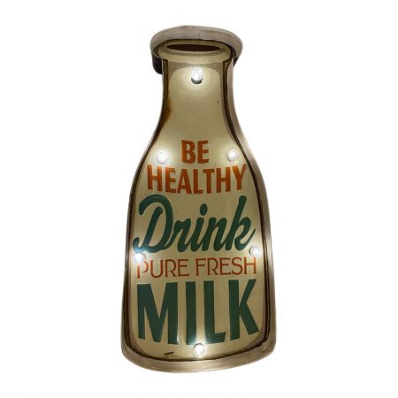 Retro Schild DRINK MILK PURE FRESH mit Licht