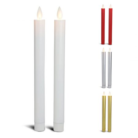 2 Stk. LED-Tafelkerzen mit beweglicher Flamme