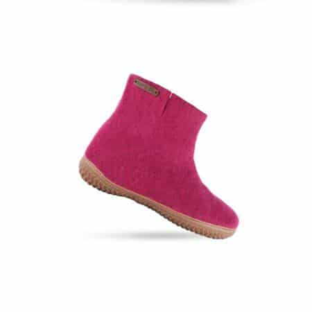 Wollstiefel (100% reine Wolle) - Modell Pink mit Gummisohle