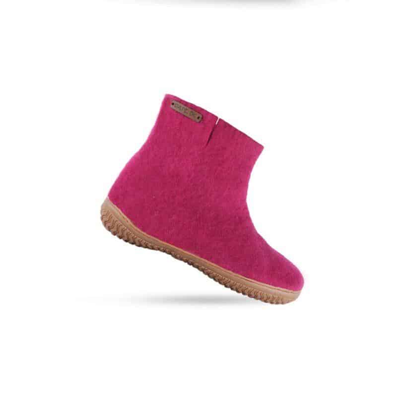 Wollstiefel (100% reine Wolle) - Modell Pink mit Gummisohle