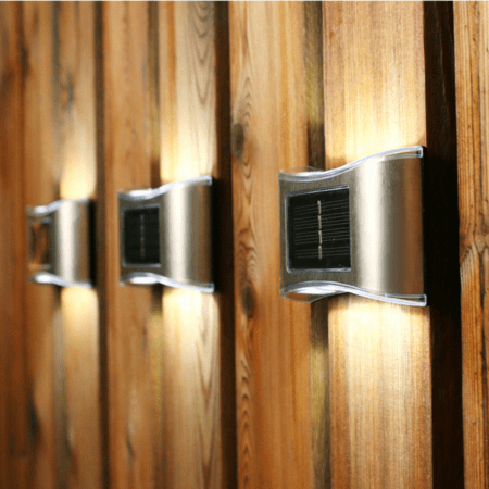 Edelstahl-LED-Solarzellen-Wandleuchte (Up-Downlight), 4 Stück