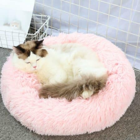 Weiches und beruhigendes Donut-Katzenkissen (schwarz, beige, grau oder rosa)